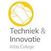 Techniek & Innovatie Atlas College logo. Geel met abstract patroon.