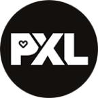 PXL-logo met hartje in zwarte cirkel.