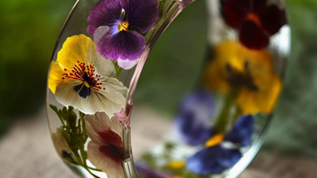 Glazen armband met kleurrijke bloemen erin verwerkt.