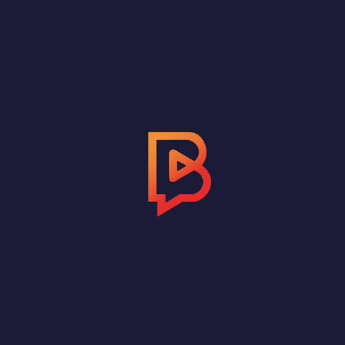 Oranje-geel logo van een gestileerde letter B op een zwarte achtergrond.